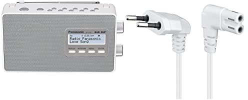 Panasonic RF-D10EG-W Radio Vintage, Ampio Schermo LCD Retroilluminato, FM, DAB/DAB+, RDS, Bianco & Goobay 97345 Cavo Alimentazione, 0, 75m Lunghezza del Cavo, Bianco