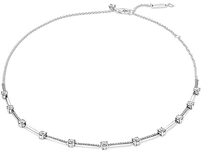 PANDORA Funkelnde Pavé Stäbe Collier-Halskette in Sterling-Silber mit Zirkonia Gr. 45, Maße: 3,5mm x 3,8mm x 19mm, 390059C01-45