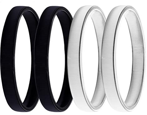 FUYOAL 4 Pcs Shirt Sleeve Holders,Adjustable Anti-slip Metal Stretchy Garter Elastic Armbands(Black,Silver)