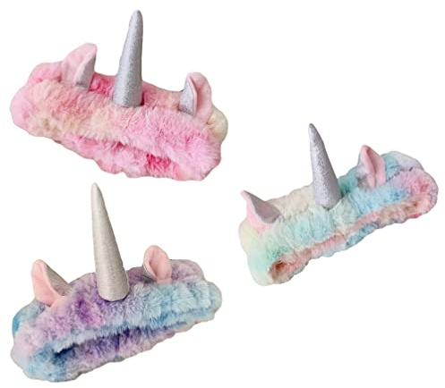 Milisten Einhorn-Haarbänder 3 Stück Elastische Haarreihe Abschmink Haarband Einhorn Stirnband Gesichtswäsche Haarbänder Für Make-up Waschen Gesichtspflege Und Maske