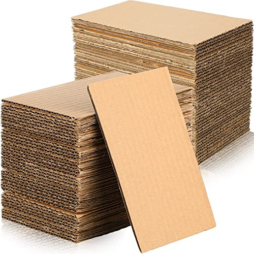 100 Pcs Corrugated Cardboard Sheets Set Corrugated Packaging Pads Paper Flat Cardboard Filler Inserts Sheet Pads Rectangle for Delivering Packing Separators Art Crafts Supplies (Brown, 4 x 6 Inch)