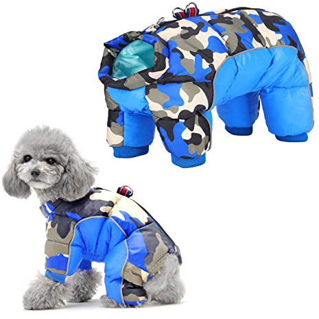 Hundemantel Winter Warme Jacke,Winddichte Haustierkleidung Hundejacke Outfit für kleine mittelgroße Hunde,Haustier-Skianzug mit Reißverschluss und Ärmeln,Haustierbekleidung