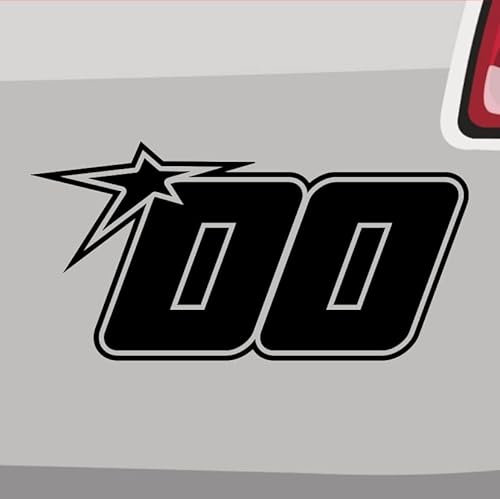 Generisch Startnummer 00 Aufkleber Sticker Auto Zahl MTB Motorrad Rennen Stern 29x14,5cm Farbe: Schwarz