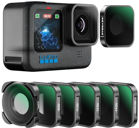 REYGEAK Set di filtri ND CPL compatibili con GoPro Hero 12 11 10 9 nero, confezione da 6 accessori per fotocamera (CPL/ND8/ND16/ND32/ND64/ND1000) Hero9 Hero10 Hero11 polarizzatore a densità neutra