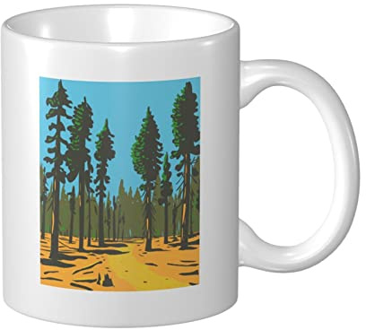 Secoyas gigantes que crecen en la sección Grant Trail y Grove del Parque Nacional del Gran Cañón California Taza de café 11 Oz Tazas de impresión de doble cara Taza de té para grandes regalos Oficina