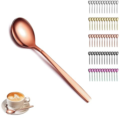 Berglander Teelöffel aus Roségold 12er-Set, titanverkupferte Edelstahl-Kaffeelöffel, kleiner Dessertlöffel, Ideal für Zuhause, Restaurant, Hotel, Hochzeit, Party, spülmaschinenfest