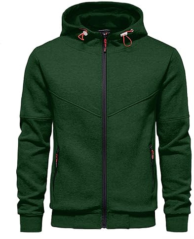 CTU Felpe con cappuccio da uomo Felpe Giacche a maniche lunghe in pile con cerniera per uomo S-4XL, Verde, M