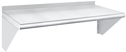 HARDURA Stainless Steel Shelf 35.5×91cm, 124kg Commercial Wall Mount | Metal Shelving, With Backsplash and Brackets, For Kitchen, Restaurant, Laundry Room and Home
