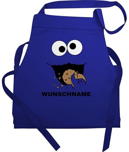 Geschenk mit Namen personalisiert by Shirtracer - Schürze - Karneval & Fasching - Keks Monster Kostüm mit Name I Krümelmonster I Cookie Monster I Keksmonster