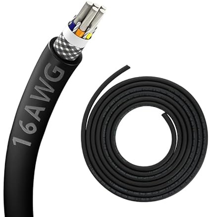 16AWG 5 Core Cable1.5mm² Shielded Chain CNC Wire (15FT) UL2464 Tinned Copper Core Extreme Flexible 16 Gauge Electrical Wire for CNC Router Machine, CNC Spindle, Robot Arm,3D Printer,etc