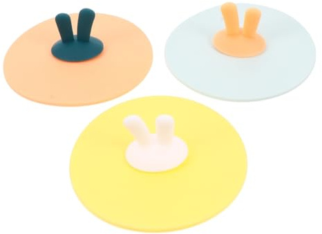 OUNONA 3pièces Couvercles Silicone Pour Tasses Lot De Couvercles Anti-poussière Étanche Design Pratique Avec Oreilles De Lapin Compatible Avec Mug Et Chope Matériau Silicone De