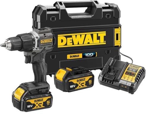 Dewalt DCD100P2T 18V XR Cordless Brushless Combi Drill with 2 x 5.0Ah Batteries, Charger & Case