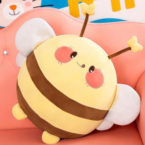 ARELUX Soft Bee Plush Cuddle Pillow Cute Bee Stuffed Animal Plush with Feeler Wing Toy Plushies Room Decor Easter Decorations Gifts for Women Kids Birthday 16inch