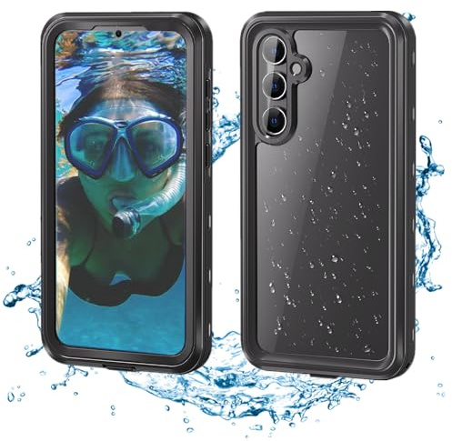 IP68CASE Samsung Galaxy A55 5G Hülle Wasserdicht Stoßfest Staubdicht Handyhülle A55 5G Integrierter Displayschutz Outdoor Panzerhülle 360 Grad Robust Unterwasser Schutzhülle für Samsung A55 5G Schwarz