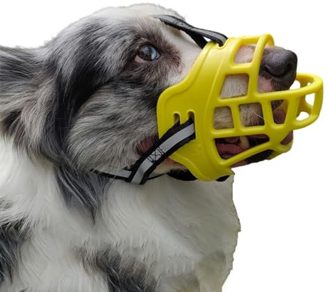 ForceRoute Maulkorb FüR Hunde,Atmungsaktive Gesichtsmaske FüR Hunde,Hundemaulkorb Aus Kunststoff,Verstellbarer Schlaufe,Komfortabel Und Weich,Resistent Gegen Abrieb,Verhindert BeißEn,Bellen Und Kauen