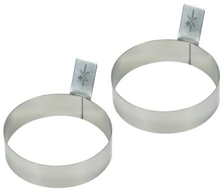LITTLE GRIDDLE - Egg Rings, Stainless Steel Construction with Built-in Tab-Style Handle, Great for scrambled, Fried and Sunny-Side-up Eggs - Silver