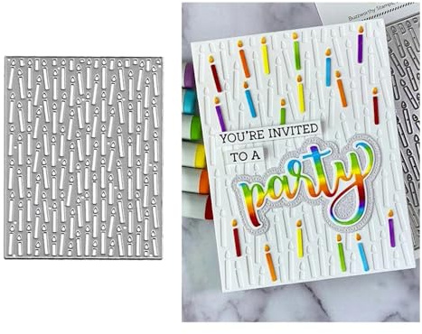 BeetirryHu Candle Background Frame Metal Die Cuts, Happy Birthday Frame Metal Cutting Dies, Art Deco Style, Carbon Steel, 5.51 x 4.45 inches
