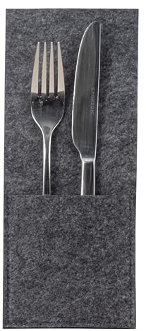 Lifestyle & More Design Bestecktaschen aus Filz abwaschbar | 6er-Set | Tischsets, Platzsets, Tischdecken | Dunkelgrau Anthrazit 10x24 cm (BxH)