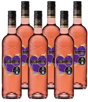 Very Cassis Vino Rosado aromatizado Grosella Negra – Bebida aromatizada a base de vino – Pack 6 botellas x 75cl – Sabor cassis natural, ideal aperitivo verano.
