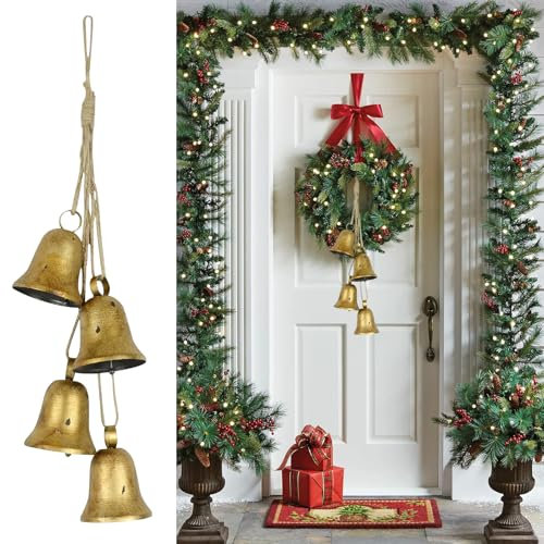 4 campanelle vintage a forma di mucca, decorazione per Natale, campane rustiche in metallo da appendere, ornamento per albero di Natale, ringhiera per scale, porte, giardino (tipo 1)