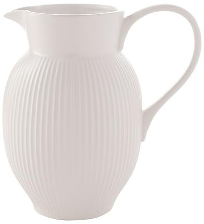 Widdop and Co Hestia Service de table en grès côtelé blanc – Pichet 18 cm x 17 cm x 12 cm – Vaisselle contemporaine élégante – Jolie idée cadeau pour pendaison de crémaillère