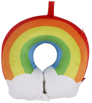 champracer Nackenkissen Kinder, Reisekissen, Regenbogen U-Geformte Nackenstützkissen, Niedliche Regenbogen Kopfstütze Reise Schlafkissen Tragbares Nackenkissen für Auto Flugzeug Zug Büro Heim (Rot)