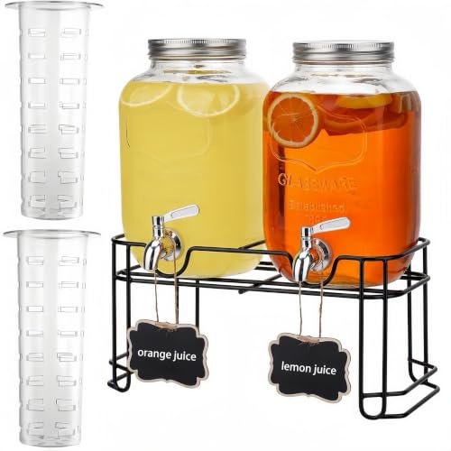 Deefongo 2 x 4L Glas-Getränkespender mit Ständer, Getränkespender (4L)