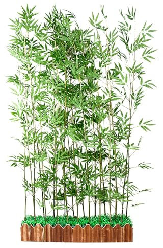 Künstlicher Bambusbaum, lebensechte künstliche Pflanzen für den Außenbereich, Sichtschutz, kommerzielle Qualität, grüne Wandornamente für Garten, Hof, Zaun, 101,6 cm hoch, mit Holzsockel