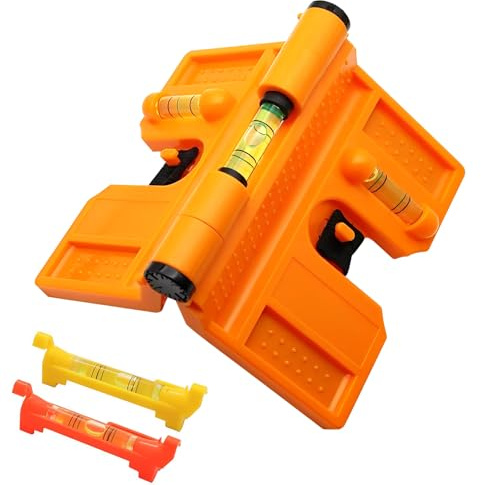 Pfostenwasserwaage Wasserwaage,Guador Magnetische Wasserwaage ABS Einstellbare Winkelwasserwaage Pfosten-Winkel-Wasserwaage 188 mm x 134 mm für Rohrinstallation Bild hängen Montagehilfe (orange)