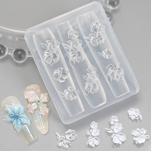 Blume Nail Molds Blumen Nail Art Molds Schnitzen Schablone Blumen Nagel Silikonformen Resin Formen Flower Nail Charms Nail Mold Floral Nail Silicone Mold Nageldesign Zubehör Nailart