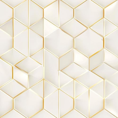JIAOQSS Klebefolie Möbelfolie Tapete Goldene Geometrische Linien Mustertapete Klebefolie Vinyl Möbelfolie Wandpapier Dekorfolie Muster Folie für Wohnzimmer Schlafzimmer Küche Wand Möbel