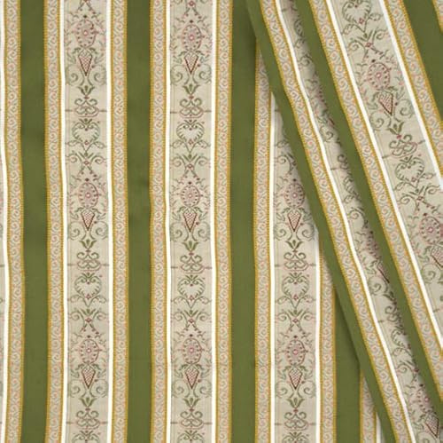 STOFFKONTOR Jacquard Dekostoff Meterware zum Nähen, Farbe Grün - 140 cm Breit, 50% Baumwolle, 50% Polyester, Eleganter Stoff mit Biedermeier Streifen 310g / Lfm von Vorhängen, Dekorationen uvm.
