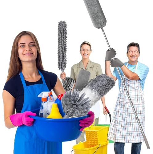 9 PCS Microfiber Feather Duster,Reusable Dust Brush Set with Extendable Bendable Handle 16-83 Inch,Long Feather Duster for Cleaning Ceiling Chandelier,Blinds, Furniture & Cars