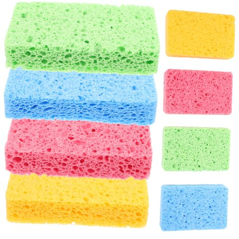 LIFKOME Esponjas para Fregar Platos Reutilizables 8 Piezas Tamaño 11x7x2,2 Cm Esponja de Madera Natural Doble Cara Colores Surtidos Limpieza Cocina Hogar Ecológica