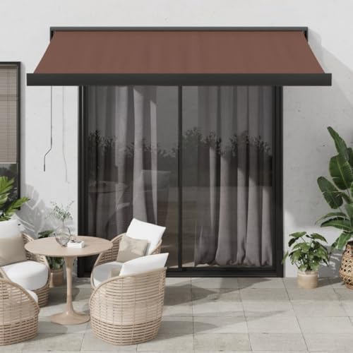 Markise Manuell, Sonnenmarkise Balkonmarkise Kassettenmarkise Sonnenschutz Markise Sichtschutz Balkon Geeignet für Terrassen Balkone Restaurants Geschäfte Braun 300x250 cm