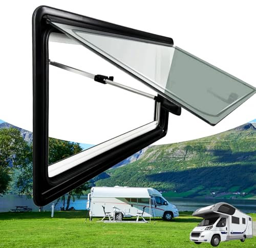 Poxvythb Fenêtre de caravane, fenêtre de toit pour campeur, Vitres latérales pour Camping - Car, Ouverture push-pull, avec filet anti-insectes,translucide, pour camping-car, camionnette