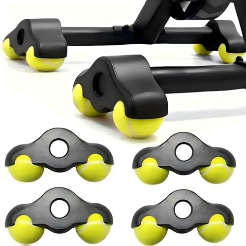 FARYODI Rocker Plate Feet 4 Stück, Cycling Snap Rocker Feet Adapter Indoor | Tragbarer Wippplatten-Fahrradtrainer, Tennisballfüße mit 8 Tennisbällen für Wahoo Kickr Core Rollentrainer