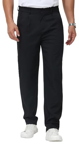 LVCBL Chino Hosen Herren Anzughose Herren Chinohose Baumwolle Stretchhose mit Passform Schwarz L