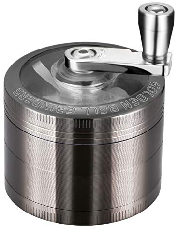 Hand Crank Grinder, 2 Inch Zinc Alloy Spice Grinder 4 Layer Manual Crusher | with Fine Filter, for Kitchen, Nickle Black