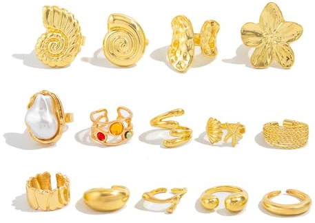 XFSRG 14 Stück Ringe Damen Ring Set Verstellbar Vintage Knuckle Rings Boho Schmuck Fingerringe Stapelringe für den Alltag Verabredungen Geschenke