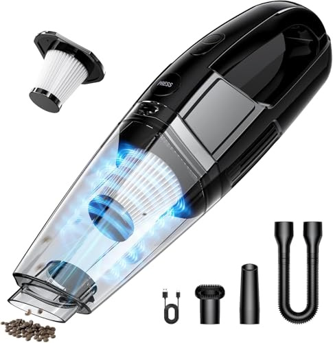 BSRCO Handheld Vacuum Cordless, 30 Min Runtime & USB-C, 8KPa Strong Suction, 1.43lbs Lightweight with LED Light, for Car Seats, Home & Pet Hair Quick Cleanup