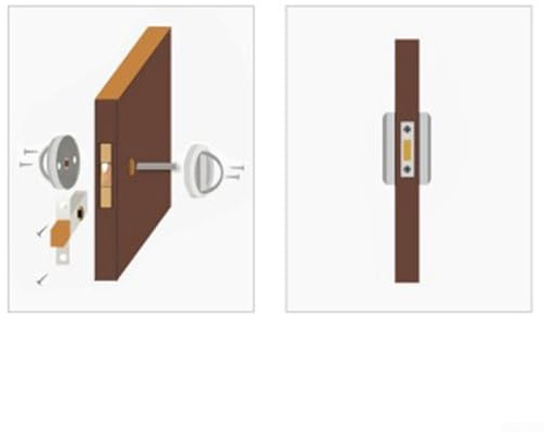 Niceminiwall Serrure de placard invisible unilatérale pour portes coulissantes et meubles en bois - Poignée de porte en acier inoxydable avec loquet à languette carrée, traction 76 mm x 76 mm, serrure