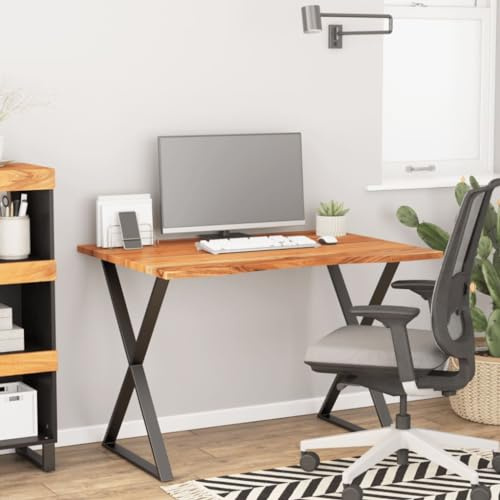 ULUYYUC Schreibtischplatte 110x80x2,5 cm aus Akazien-Massivholz rechteckig, ergonomische Ergoform, Moderne Holzoptik, robust für Büro, Wohnzimmer, Essbereich