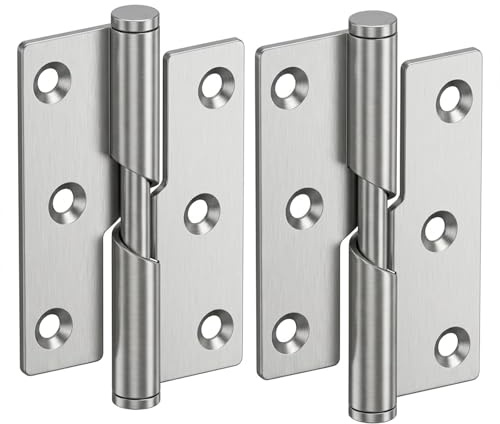 2Pcs Rising Butt Lift Off Door Hinge 3 Inch, 75mm Heavy Duty Stainless Steel Lift-Off Hinges Rust-Resistant Removable Hardware Hinges for Internal & External Doors Cabinets Wooden Box (Left Handed)