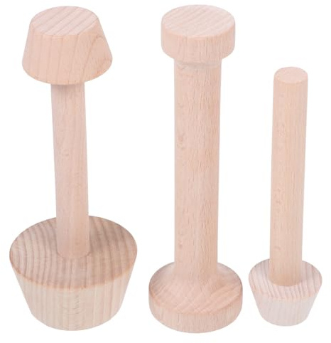Mikikit Stampi in Legno per Tartellette, Crostate e Muffin 3 Pezzi Pestello Doppia Testa, Kit per Dolci Fai da Te, Strumenti da Forno per Uso Quotidiano e Regali