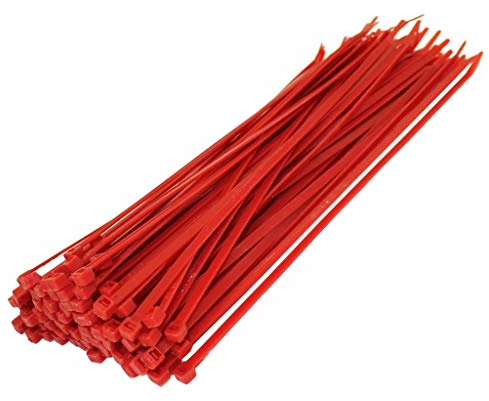 All Trade Direct 100 X Red Cable Ties 300Mm X 4.8Mm Zip Tie Wraps Bases All Sizes Stocked
