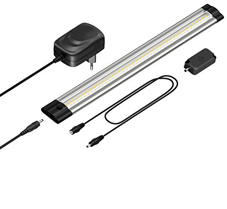 parlat LED Unterbau-Leuchte Siris mit Netzteil, Touch-Dimmer, flach, 30cm, 370lm, weiß