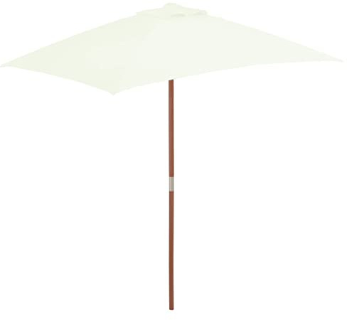 vidaXL Sombrilla de jardín con palo de madera arena 150x200 cm
