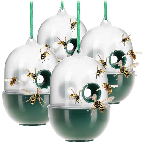 com-four® 4X Insektenfalle - Lebendfalle zum Aufhängen - tierfreundlicher Insektenschutz für außen - Insektenfänger aus Kunststoff - Humane Insektenabwehr (04 Stück - transparent 12cm)