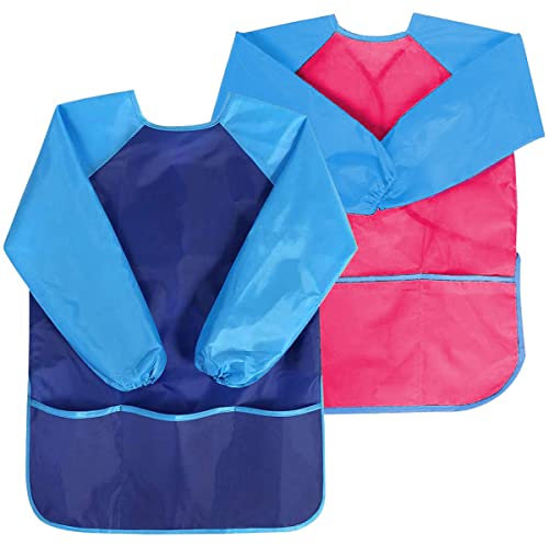 Gwolf Children's Painting Apron, Blau + Rot, Einheitsgröße